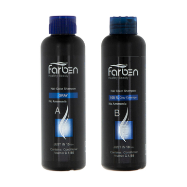 شامپو رنگ مو آقایان فاربن (Farben) رنگ خاکستری تیره شماره 1.1 حجم 150 میلی‌ لیتر بسته 2 عددی