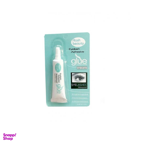 چسب مژه مصنوعی فلش بیوتی (Flash Beauty) مدل Adhesive وزن 7 گرم + مژه مصنوعی جفتی تیک با نخ نامریی شماره TIK 20 مجموعه 2 عددی