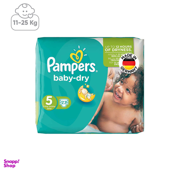 پوشک پمپرز (Pampers) مدل Baby-Dry کد 5 بسته 23 عددی