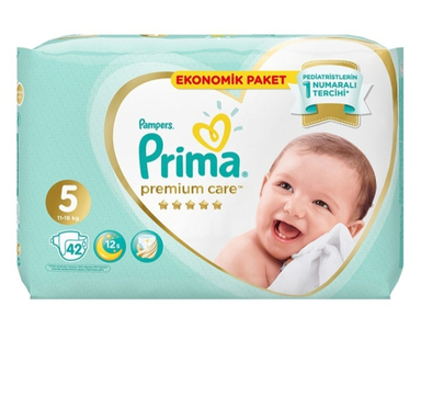 پوشک بچه پریما مدل Premium Care سایز 5 بسته 42 عددی