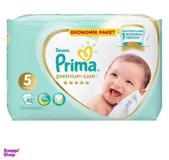 پوشک بچه پریما مدل Premium Care سایز 5 بسته 42 عددی