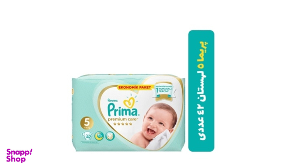 پوشک بچه پریما مدل Premium Care سایز 5 بسته 42 عددی
