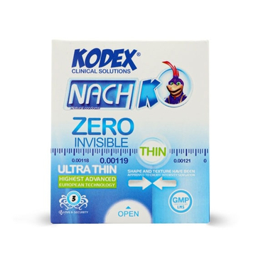 کاندوم ناچ کدکس (Nach Kodex) مدل Zero Invisible بسته 3 عددی