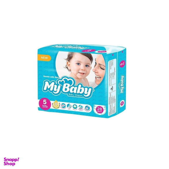 پوشک مای بیبی سری مهربان با پوست آبی سایز 5 بسته 28 عددی