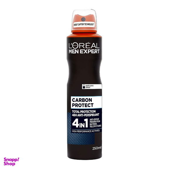 اسپری ضد تعریق مردانه لورآل (Loreal) مدل Carbon protect حجم 250 میلی لیتر