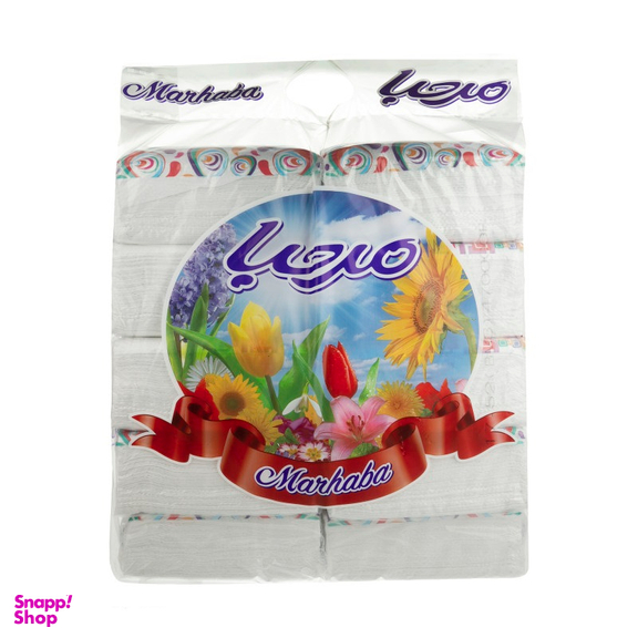 دستمال کاغذی 100 برگ مرحبا مدل Flower بسته 10 عددی