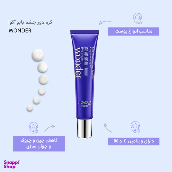 کرم دور چشم بایوآکوا (BioAqua) مدل Wonder حجم 20 میلی‌ لیتر