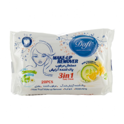 دستمال مرطوب پاک‌کننده آرایش دافی (Dafi) مدل 3in1 بسته 20 عددی