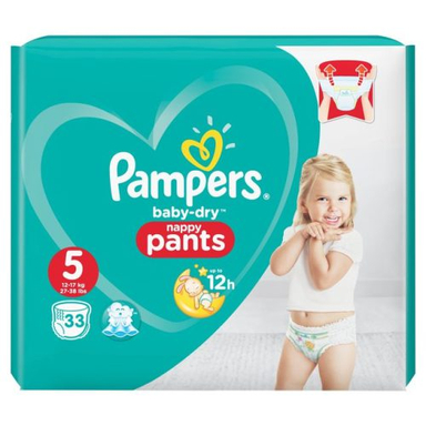 پوشک شورتی پمپرز (Pampers) مدل Baby Dry سایز 5+ بسته 66 عددی