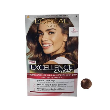 کیت رنگ مو لورآل (Loreal) مدل Enceexcell شماره 5 رنگ قهوهای تیره حجم 48 میلی لیتر
