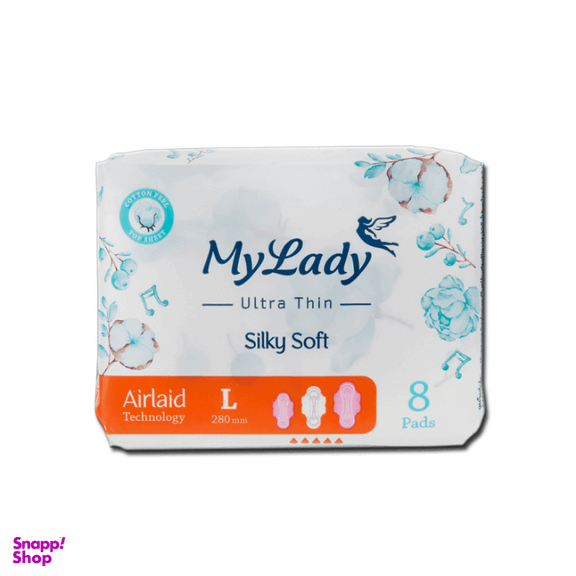 نوار بهداشتی مای لیدی مدل ایرلید ابریشمی سایز بزرگ بسته 8 عددی