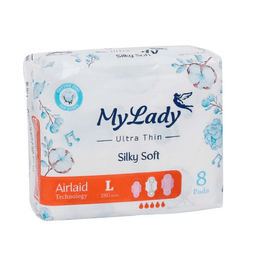 نوار بهداشتی مای لیدی مدل ایرلید ابریشمی سایز بزرگ بسته 8 عددی