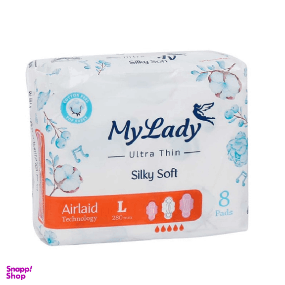 نوار بهداشتی مای لیدی مدل ایرلید ابریشمی سایز بزرگ بسته 8 عددی