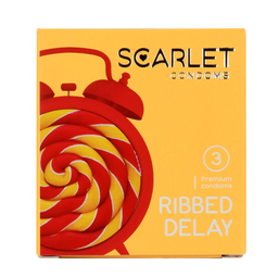 کاندوم اسکارلت (Scarlet) مدل Ribbed Delay بسته 3 عددی