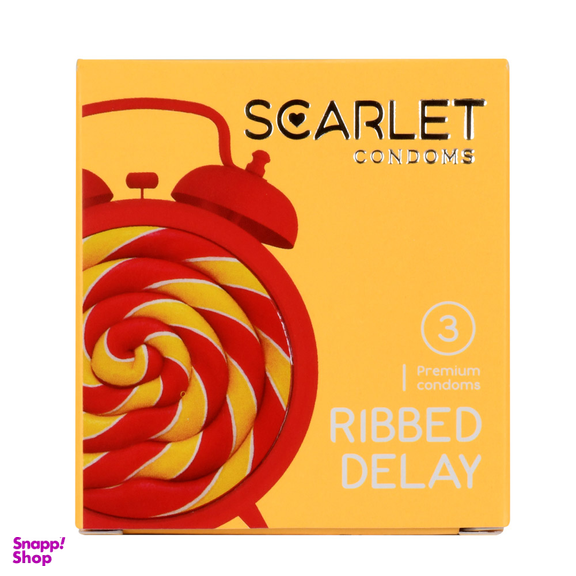 کاندوم اسکارلت (Scarlet) مدل Ribbed Delay بسته 3 عددی