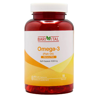 سافت ژل امگا 3 باریویتال 1000 میلی گرمی (Omega 3 Barivital 1000 mg) بسته 60 عددی