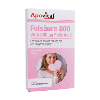 قرص اسید فولیک 800 میکروگرم اپوویتال بسته 30 عددی