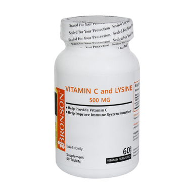 قرص ویتامین سی و لیزین 500 میلی گرم (Vitamin C And Lysine 500 mg) برونسون بسته 60 عددی