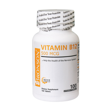 قرص ویتامین ب12 برونسون (Bronson) 500 میکرو گرم بسته 100 عددی