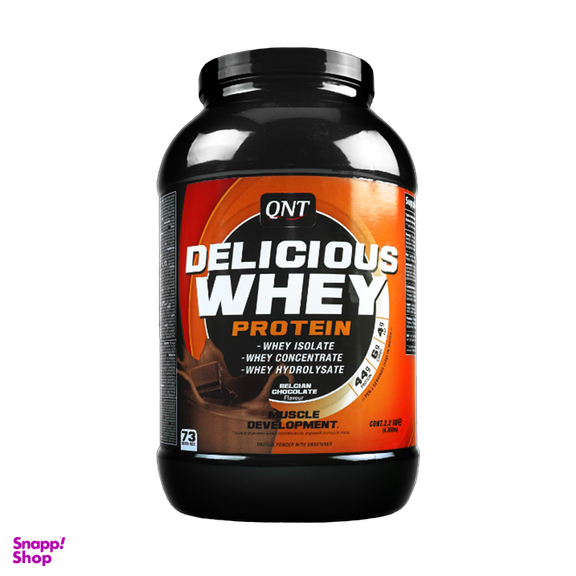 پودر پروتیین وی دلیشس وی (Delicious Whey) کیو ان تی طعم شکلات بلژیکی وزن 1 کیلو گرم