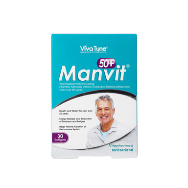 سافت ژل من ویت بالای 50 سال (Manvit Over 50 Old) ویوا تیون بسته 30 عددی