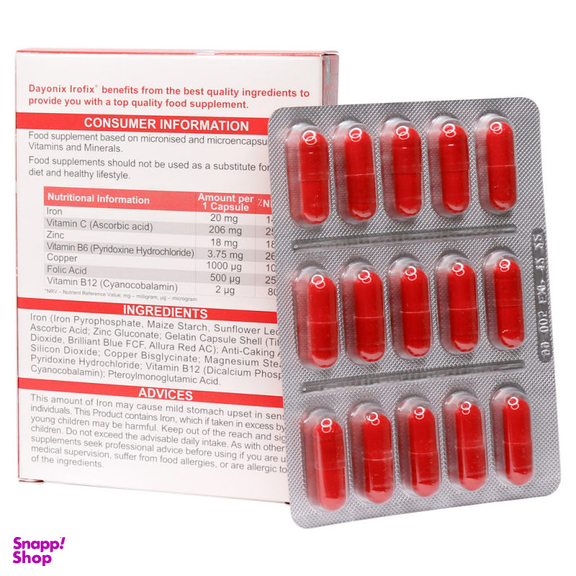 کپسول آهن آیروفیکس (Irofix Capsule) دایونیکس فارما بسته 30 عددی