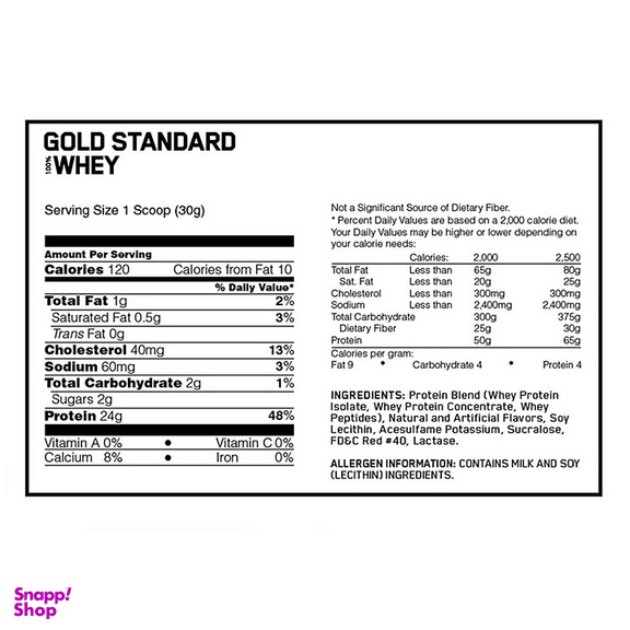 پودر وی گلد استاندارد 100درصد (Whey Gold Standard100%) طعم بیسکویت کرمدار حجم 907.2 گرم