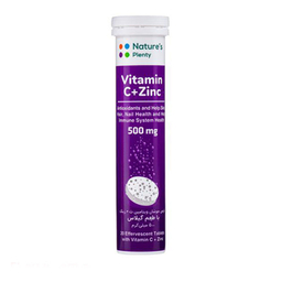 قرص جوشان ویتامین سی پلاس زینک (Vitamin C Plus Zinc) نیچرز پلنتی طعم توت فرنگی بسته 20 عددی