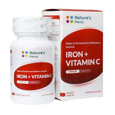 کپسول آیرون پلاس ویتامین سی (Iron Plus Vitamin C) نیچرز پلنتی بسته 60 عددی