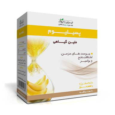 ساشه ضد یبوست پسیلیوم (Psyllium) ایران داروک طعم موزی بسته 7 عددی