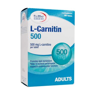 قرص ال کارنیتین 500 میلی گرم یورو ویتال بسته 60 عددی