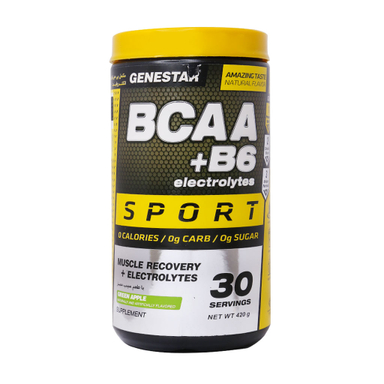 پودر بی سی ای ای و ب6 و الکترولیت (BCAA And B6 And Electrolytes) ژن استار طعم سیب سبز حجم 420 گرم