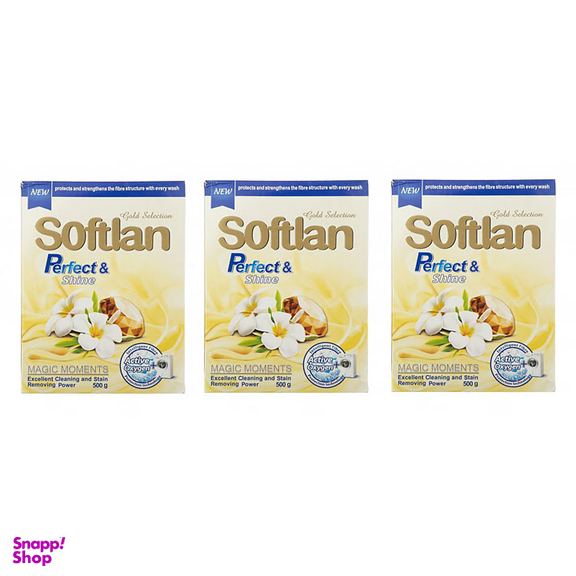پودر ماشین لباسشویی سافتلن سری Gold Selection مدل Perfect And Shine وزن 500 گرم بسته 3 عددی