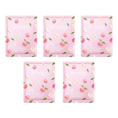 ماسک صورت بایوآکوا (BioAqua) مدل هلو وزن 25 گرم بسته 5 عددی