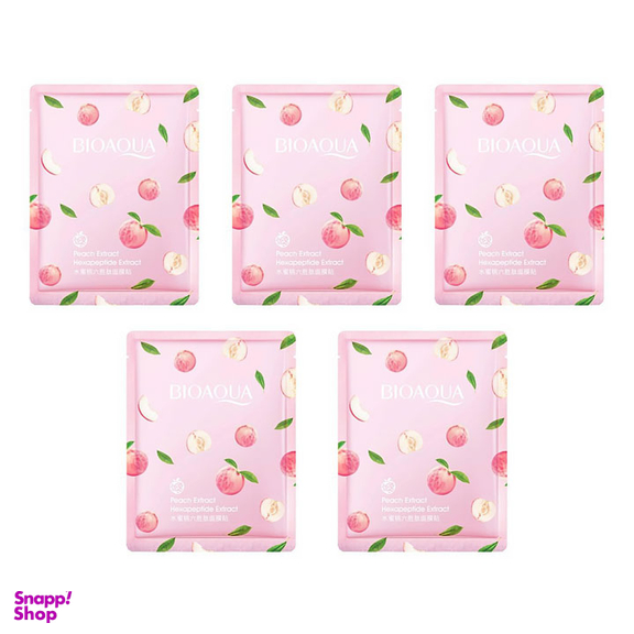 ماسک صورت بایوآکوا (BioAqua) مدل هلو وزن 25 گرم بسته 5 عددی