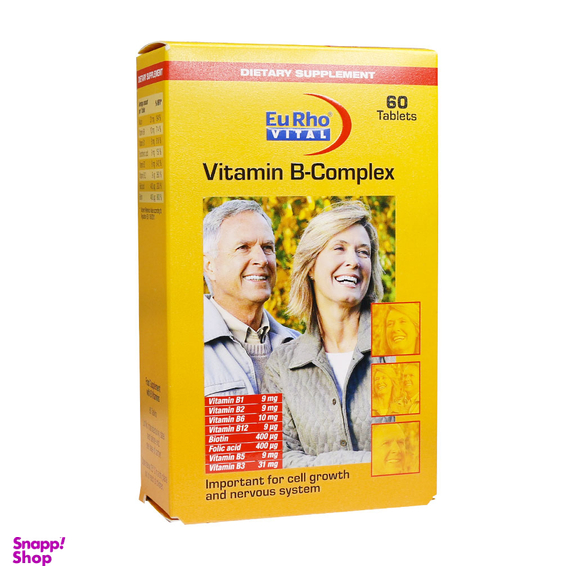 قرص ویتامین ب کمپلکس یورو ویتال (Eurho Vital) بسته 60 عددی