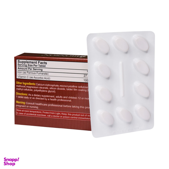 قرص پیوسته رهش آهن و ویتامین سی (Gentle Iron with Vitamin C) برونسون بسته 30 عددی