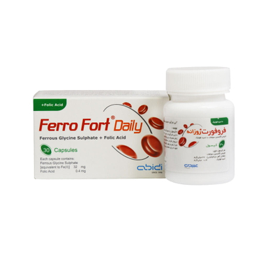 کپسول آهن فرو فورت روزانه (Ferro Fort Daily) شرکت داروسازی دکتر عبیدی بسته 30 عددی