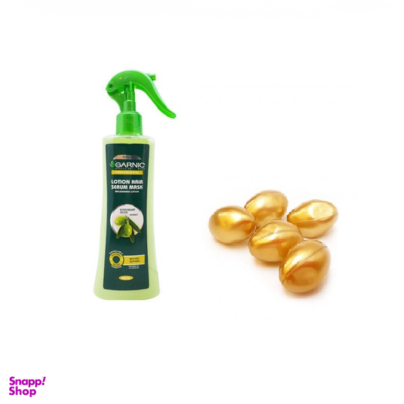 ماسک مو مدل Olive Oil با لوسیون احیا کننده مو گارنیک (Garnic) مدل Honey Treasures+ کپسول نرم کننده مو بسته 5 عددی