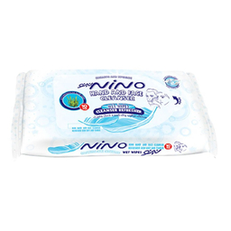 دستمال مرطوب پاک کننده نینو (Nino) مخصوص دست و صورت بسته 10 عددی
