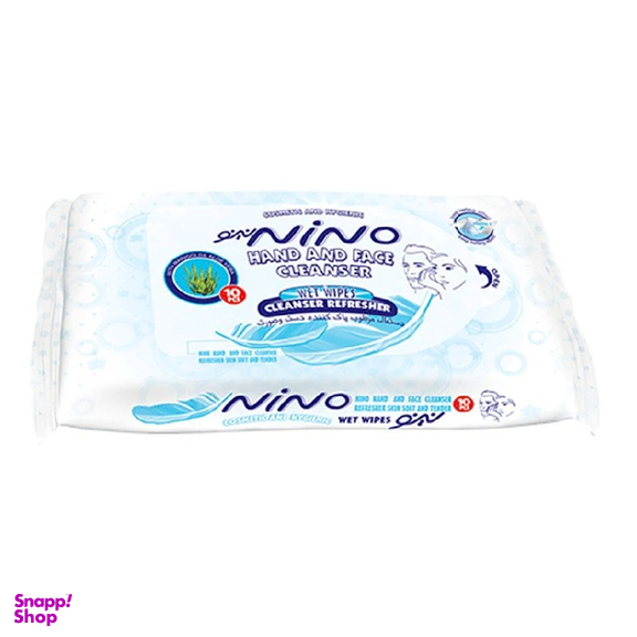 دستمال مرطوب پاک کننده نینو (Nino) مخصوص دست و صورت بسته 10 عددی