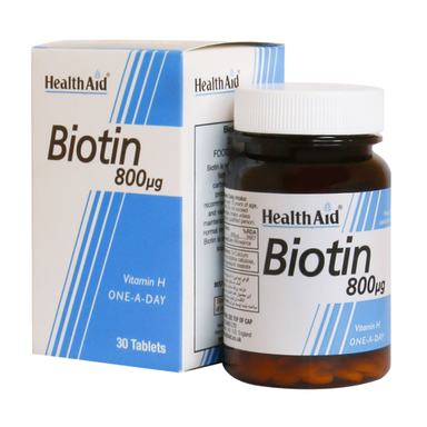 قرص بیوتین 800 میکروگرم هلث اید بسته 30 عددی
