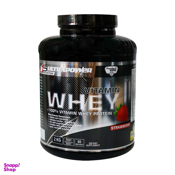 پودر وی پروتیین و پرمیکس ویتامین (Vitamin Whey Protein) شرکت شیر خشک نوزاد پگاه طعم توت فرنگی وزن 2 کیلوگرم