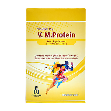 ساشه مکمل غذایی وی ام پروتیین (V M Protein) طعم موزی بسته 10 عددی