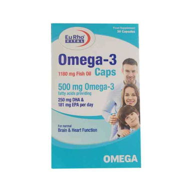 کپسول امگا-3 500 میلی گرم یورو ویتال (Eurho Vital) بسته 30 عددی