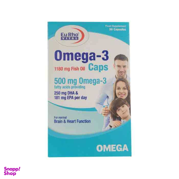 کپسول امگا-3 500 میلی گرم یورو ویتال (Eurho Vital) بسته 30 عددی
