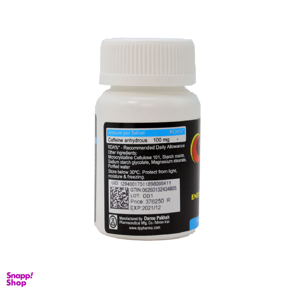 قرص کافیین انرژی فوکس (Energy Focus Caffeine) داروپخش بسته 100 عددی