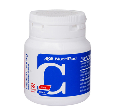 قرص جویدنی ویتامین سی 500 نوتری پاد (Nutri Pad) طعم کولا بسته 30 عددی