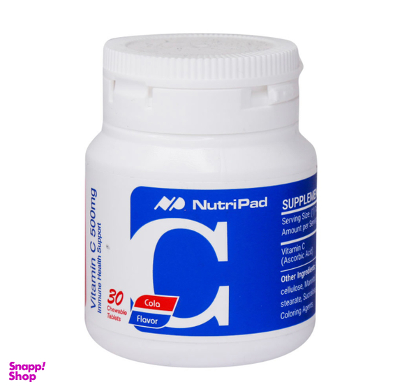 قرص جویدنی ویتامین سی 500 نوتری پاد (Nutri Pad) طعم کولا بسته 30 عددی