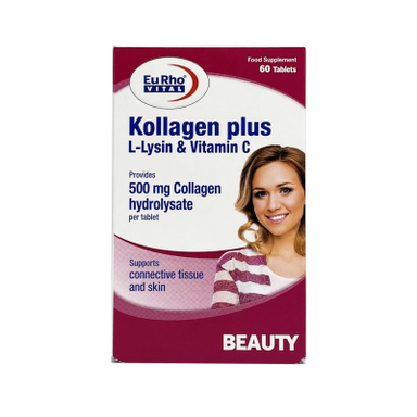 قرص کلاژن (Kollagen) یورو ویتال همراه با ویتامین سی بسته 30 عددی